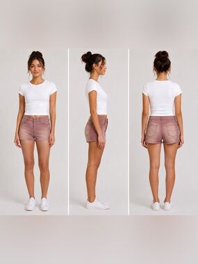 BONGO JUNIOR'S OMBRE FRAYED DENIM SHORTS- JUNIORS SIZE 13 CORAL (NEW WITH TAGS)